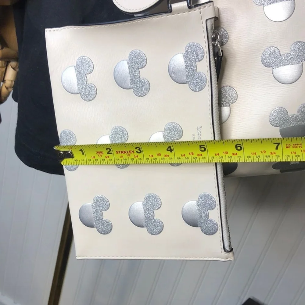 KATE SPADE X Disney Silver Mickey Mouse Embossed Shoulder Bag Tote